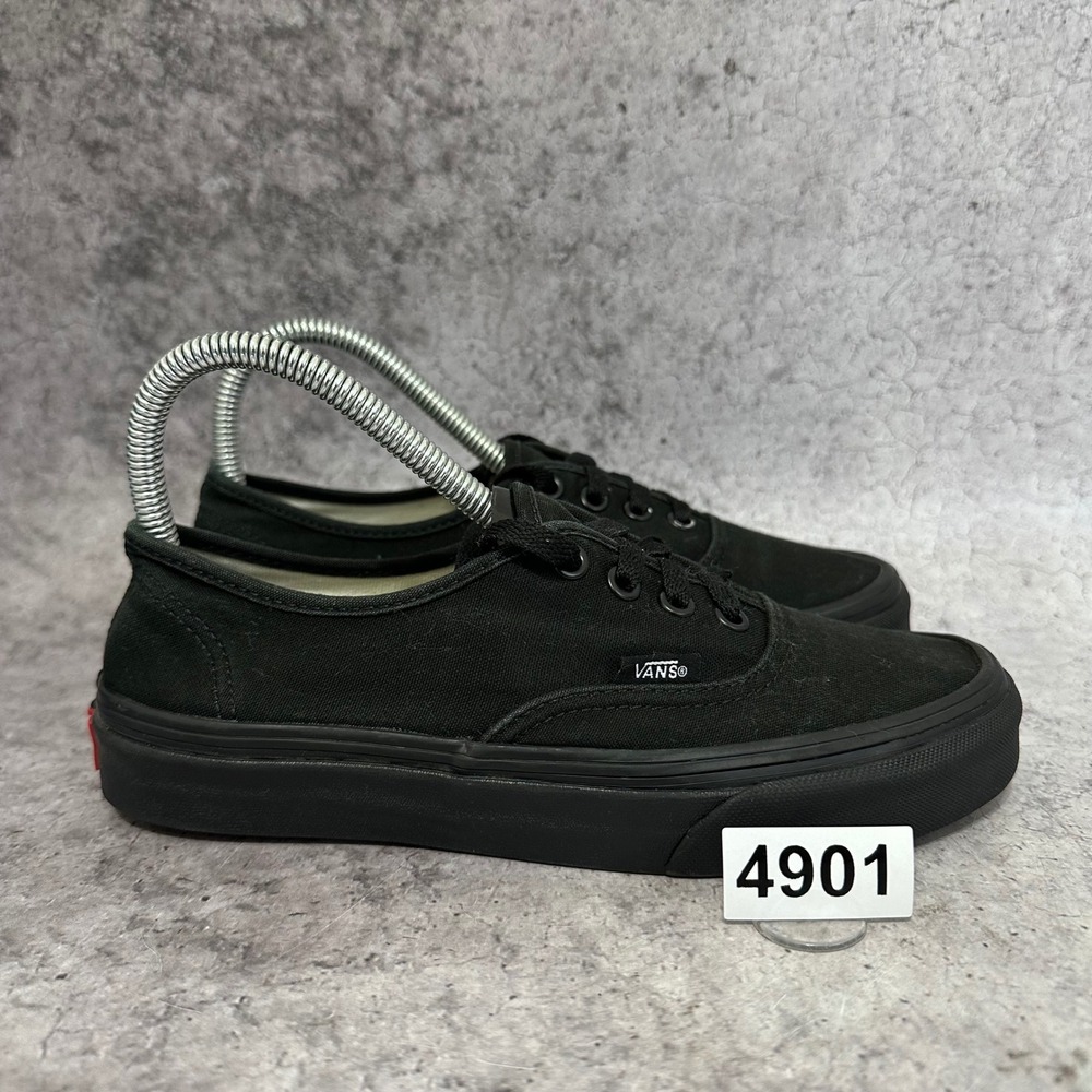 Vans Authentic Sneakers Women Size 7 Black Canvas Low Top Lace Up Shoes